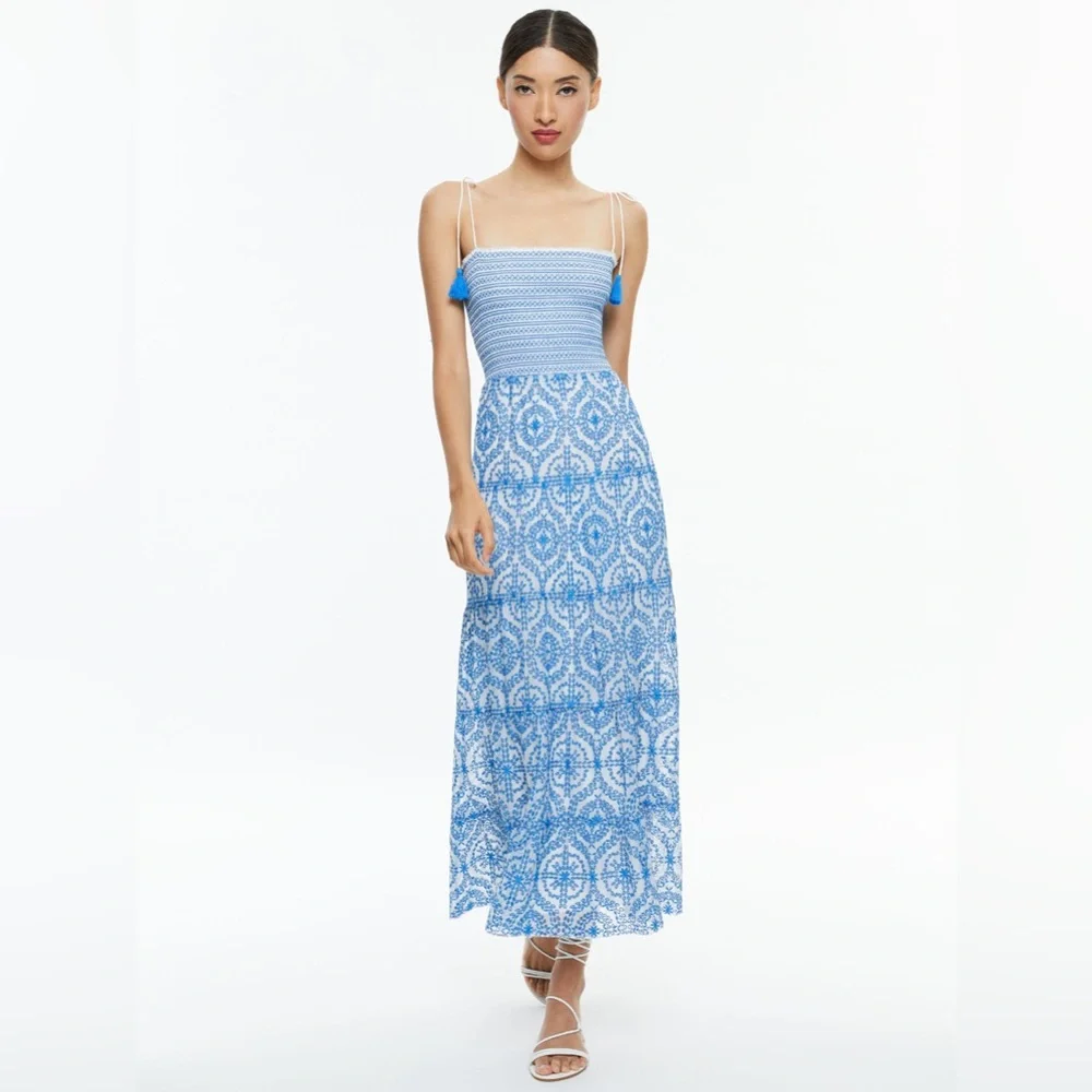 Alice + Olivia Sky Blue and White Maxi Dress - Picture 1 of 8